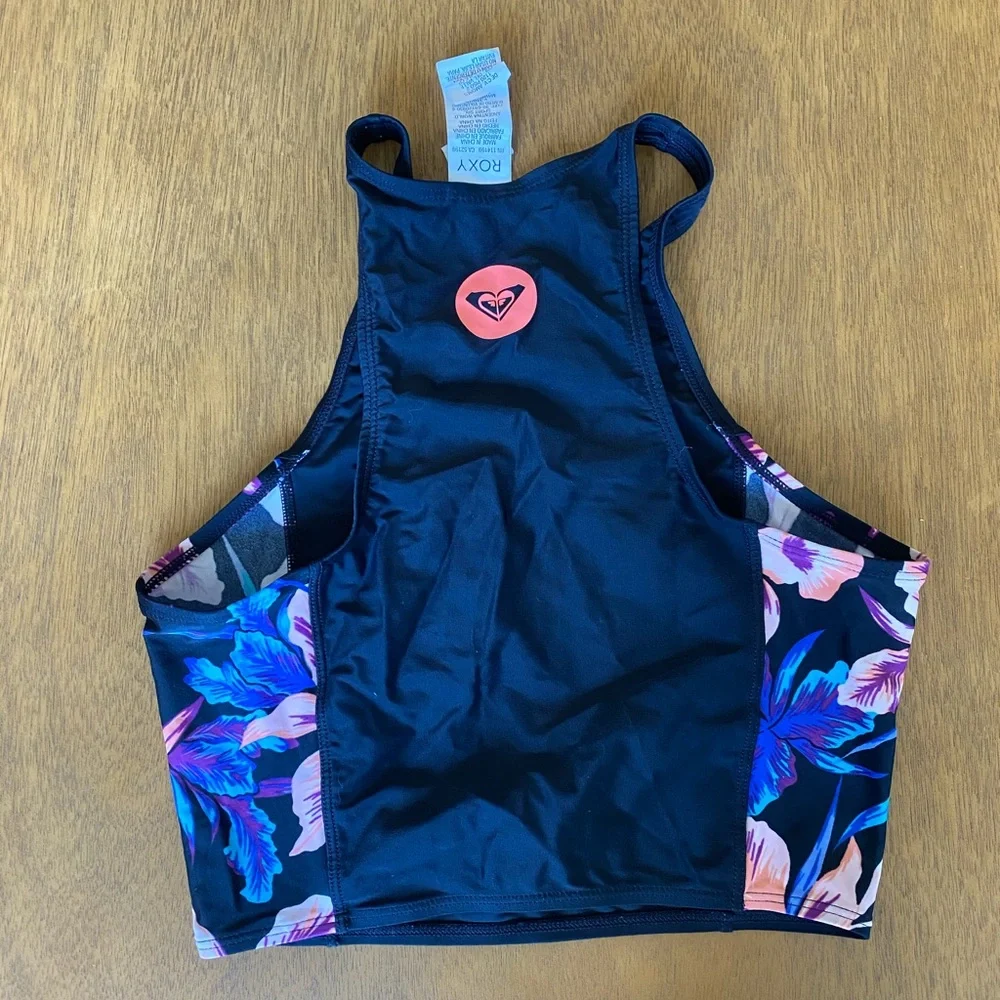 Black Roxy Crop Top Rash Guard - Picture 6 of 6